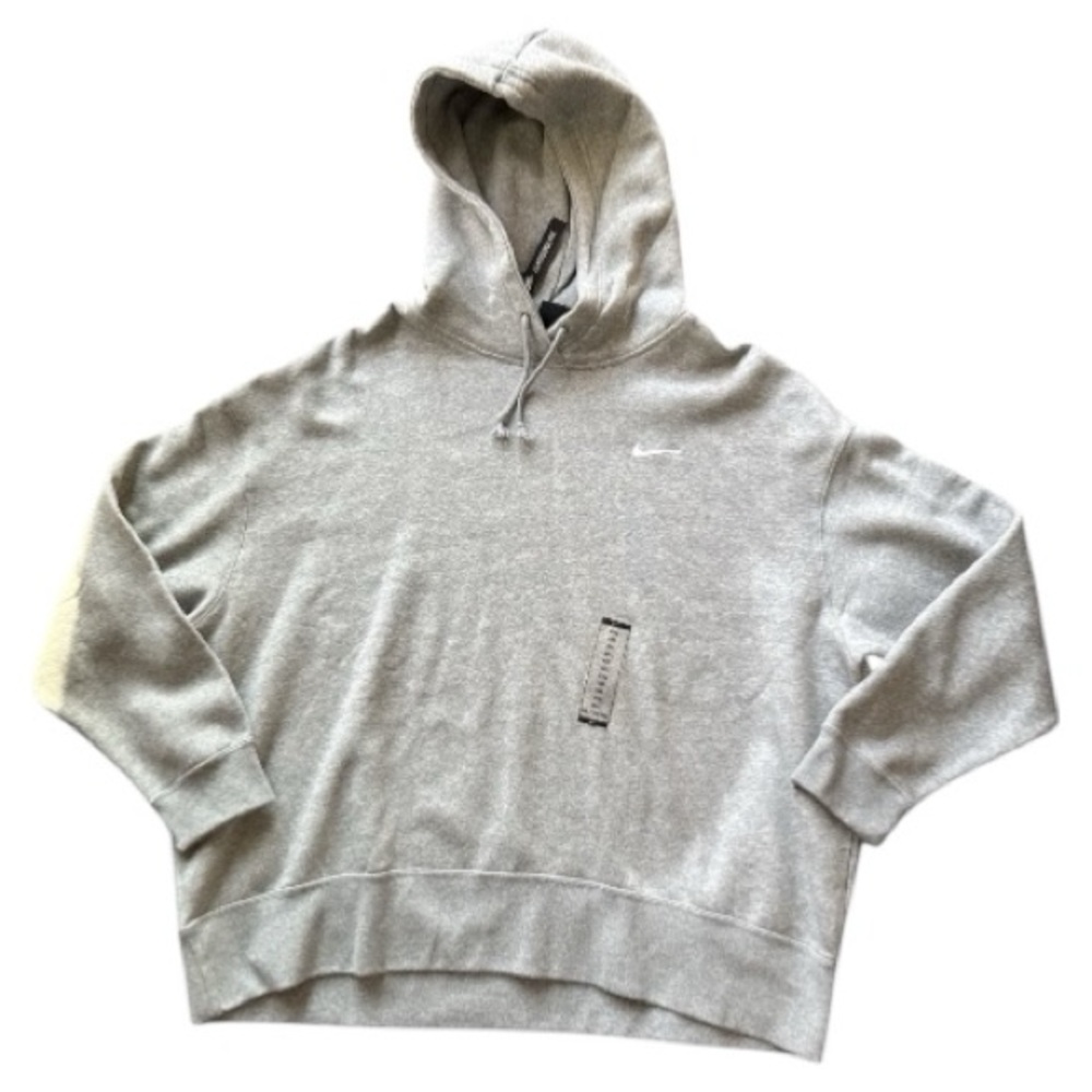 Women’s Nike Oversized Fleece Hoodie Sweatshirt gray heather Swoosh XXL NEW